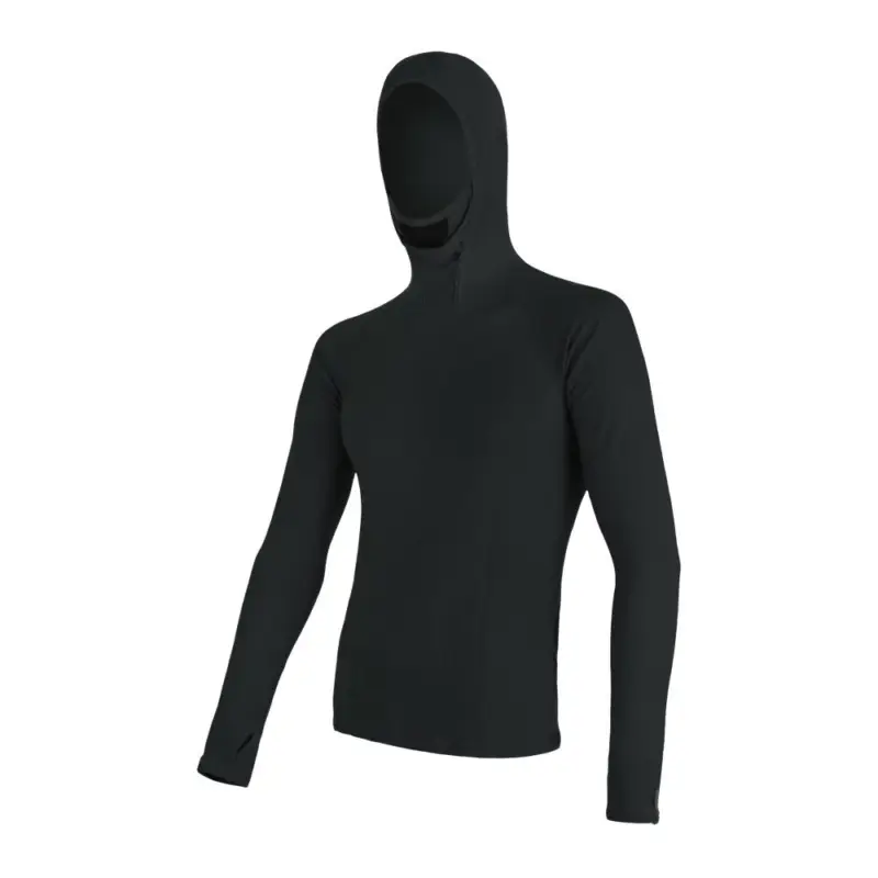 Akce Pánské oboustranné funkční tričko s dlouhým rukávem a kapucí SENSOR Merino DF černá XL