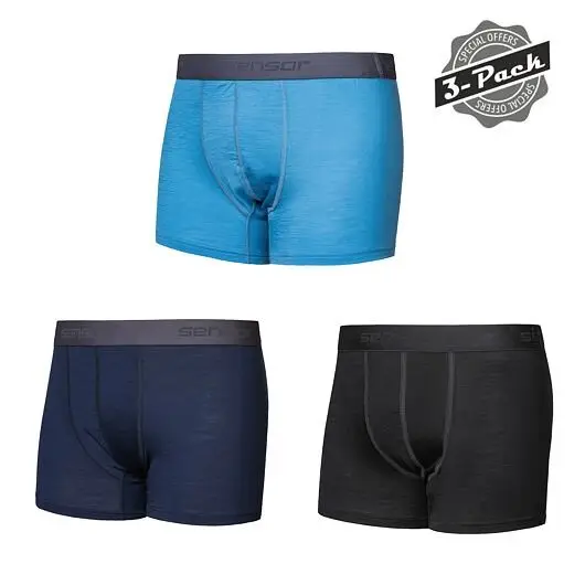 Sleva Pánské trenky Sensor MERINO ACTIVE 3-PACK černá/modrá/deep blue