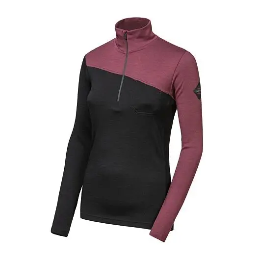 Dámská mikina dl.rukáv Sensor MERINO EXTREME UP zip černá/port red Ověřený