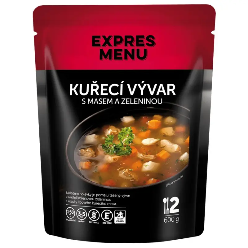 Expres menu Kuřecí vývar se zeleninou (2 porce) Horká Nabídka